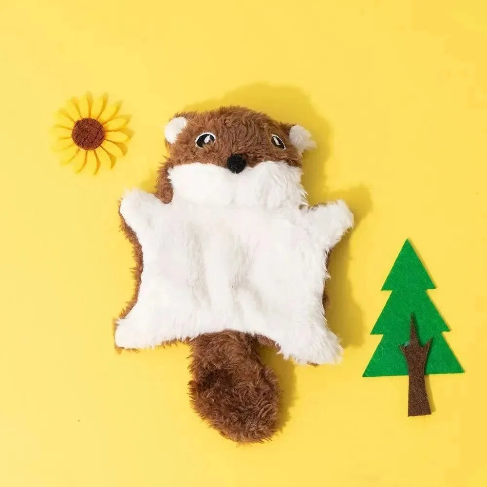 Plush Flying Squirrel Cat Teaser Toy with Crinkle Sound