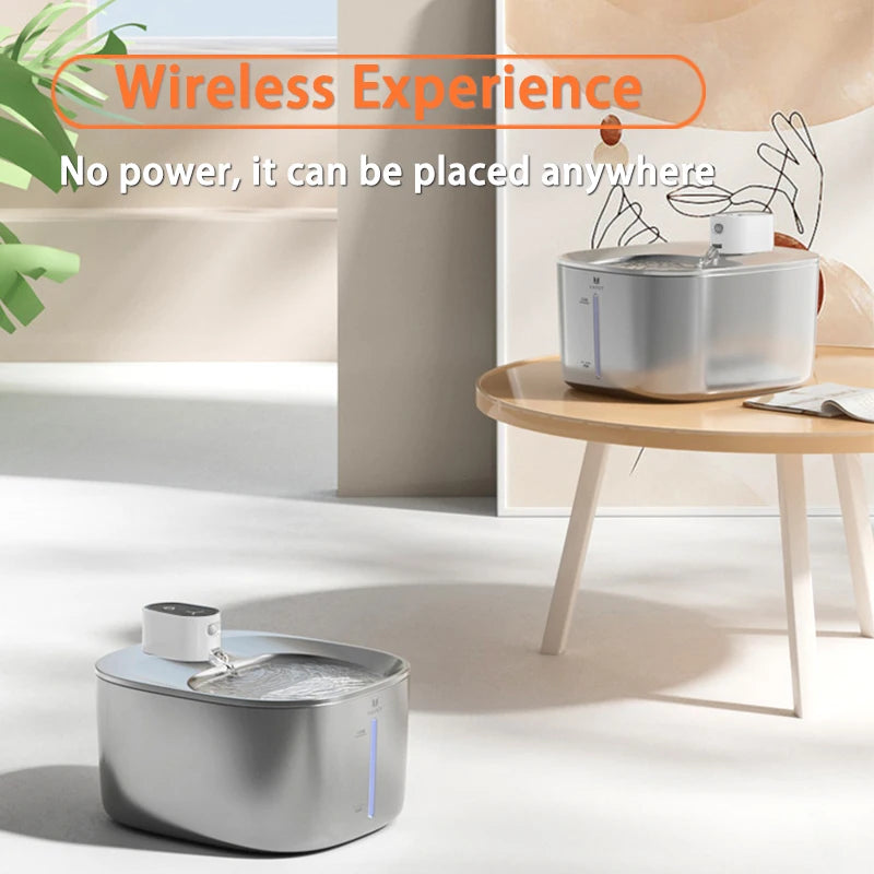 4L Stainless Steel Wireless Pet Water Fountain with Motion Sensor