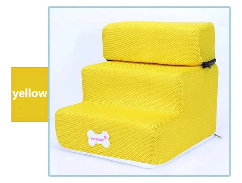 Anti-Slip Pet Stairs with Removable Washable Cover – 2 or 3 Step Ramp for Dogs & Cats