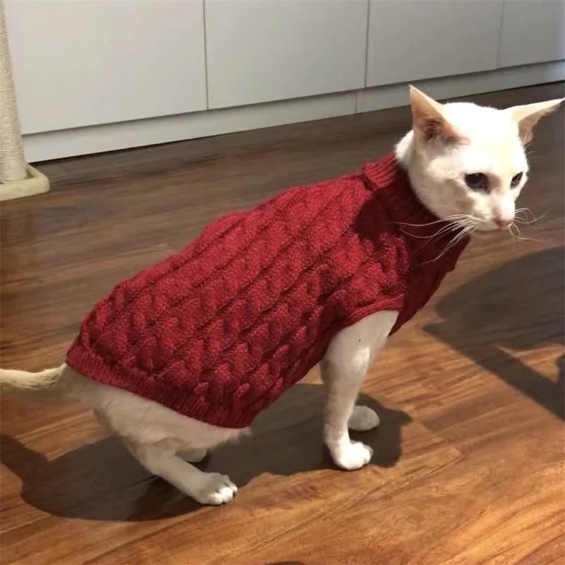 Knitted Pet Sweater for Cats & Small Dogs — 7 Colours, XS–XL