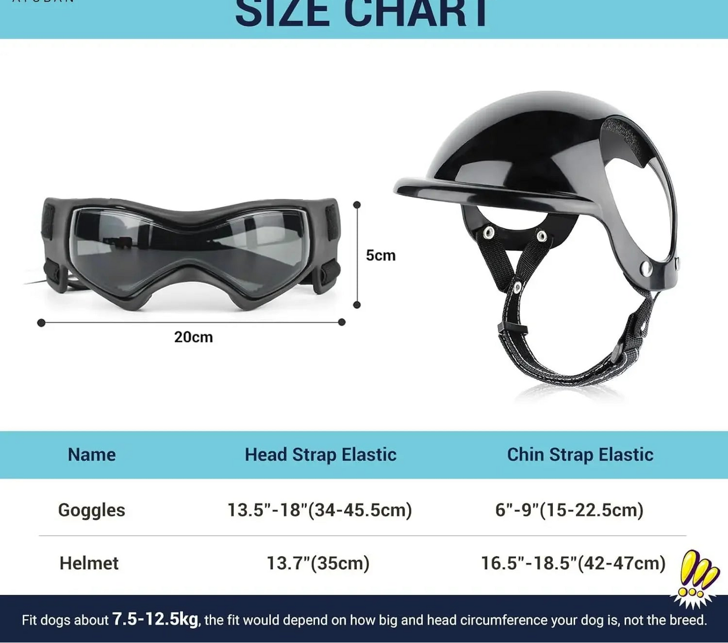 Dog Motorcycle Helmet & Goggles Set - Adjustable Safety Gear for Small Dogs