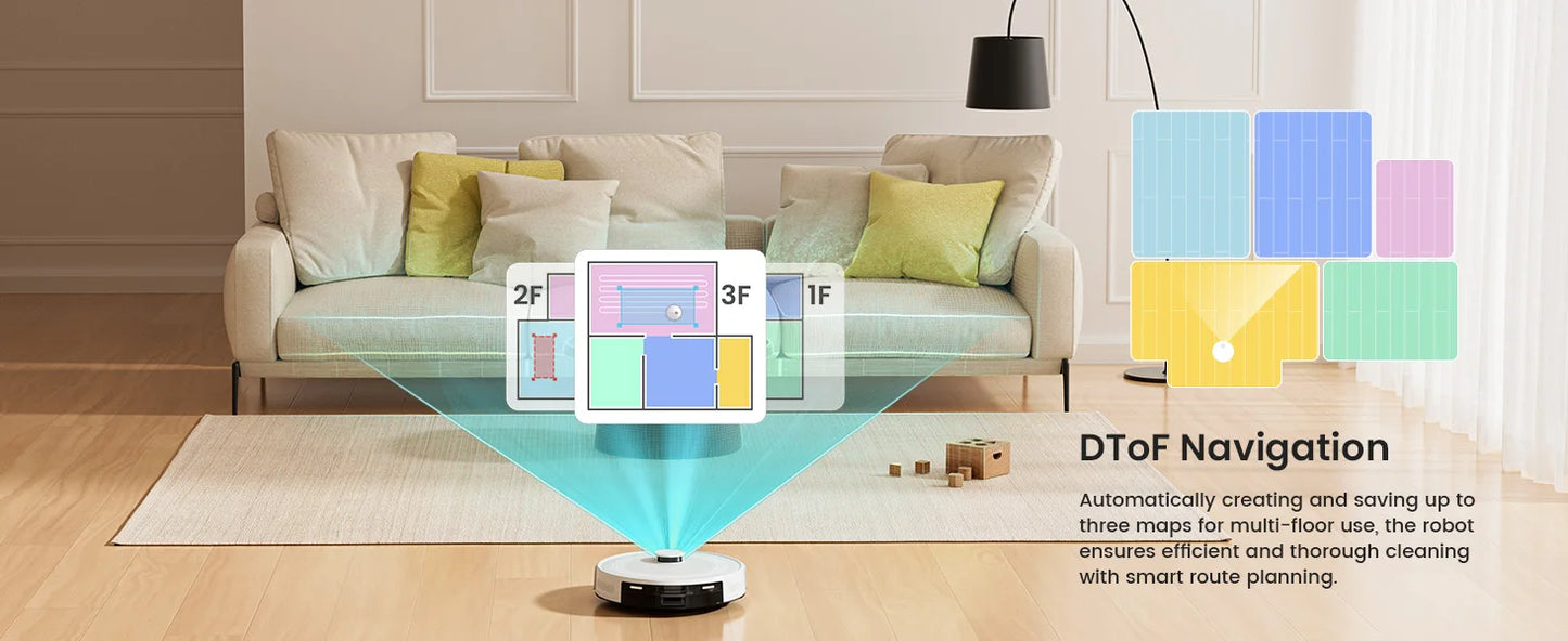 Robot Vacuum Cleaner with Laser Navigation & 6000Pa Suction | Anti-Tangle