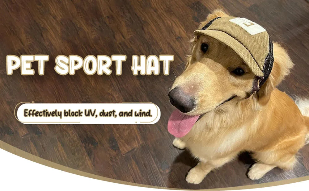 Dog Baseball Cap with Ear Holes - Adjustable Sunscreen Hat for Small and Large Dogs