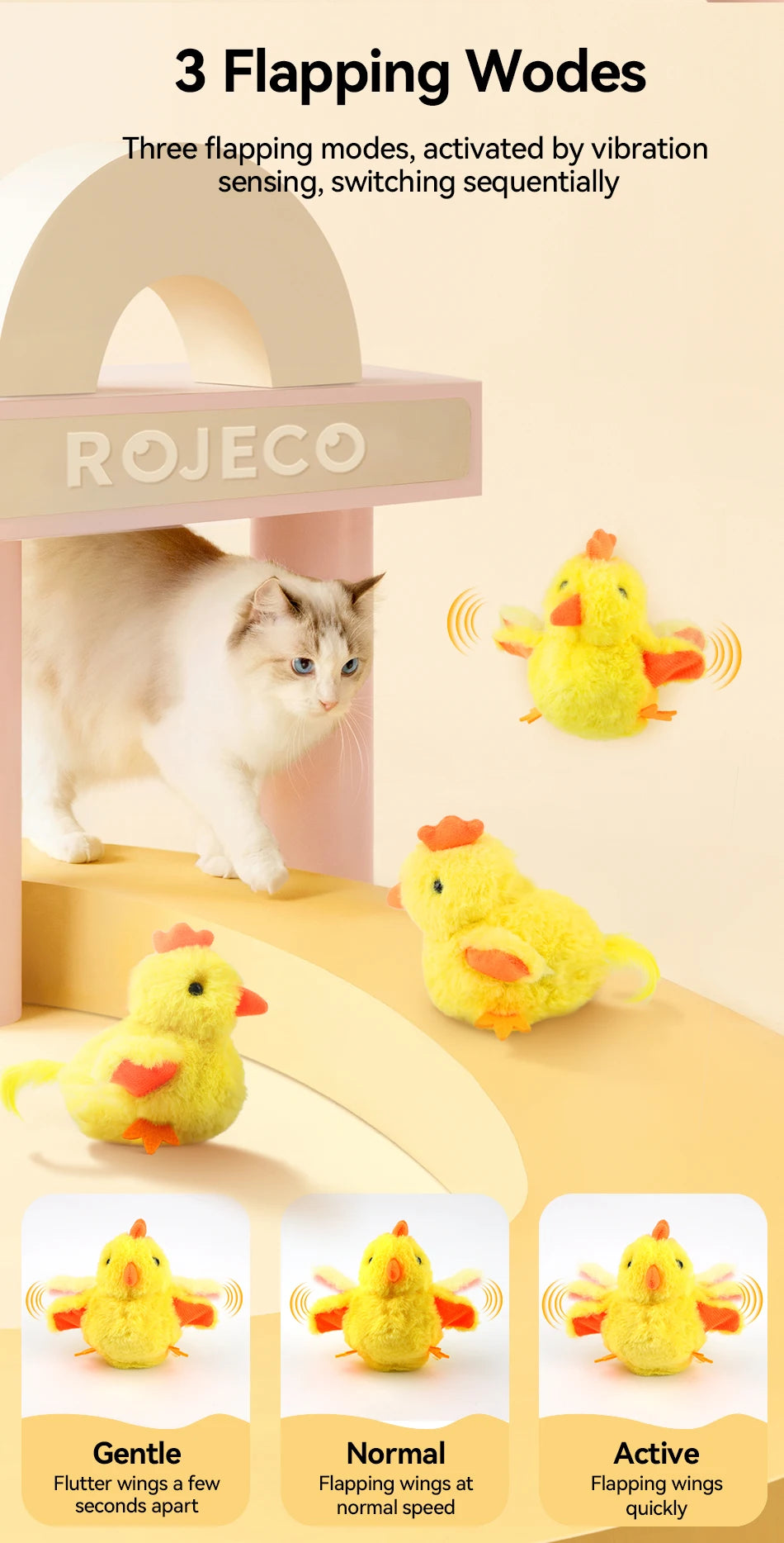 Interactive Remote Control Flapping Chick Cat Toy — Catnip Filled, Realistic Sound & Rechargeable
