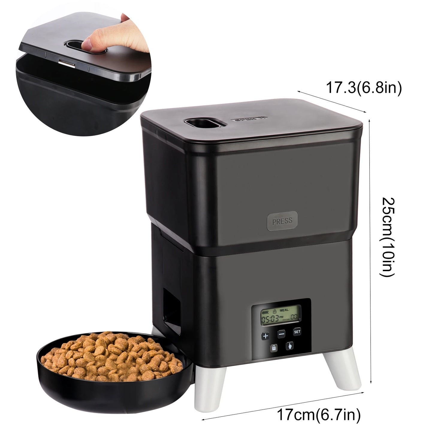 Cat Automatic Feeder 2L Cat Food Dispenser Smart Programmable Pet Feeder Recordable Dog Automatic Feede