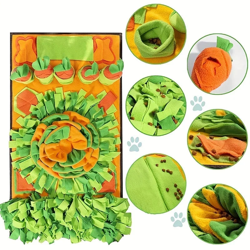 Nosework Dog Snuffle Mat with Squeaker, Carrots & Ringing Paper