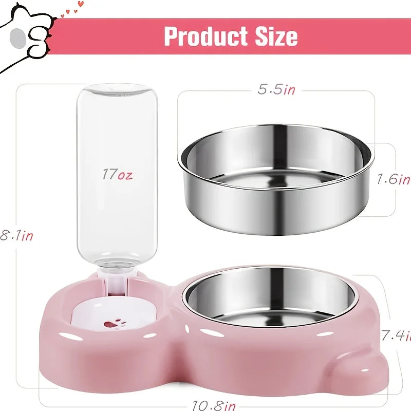 Set de gamelles doubles pour chat, distributeur d'eau automatique pour animaux de compagnie pour les garder hydratés et nourris