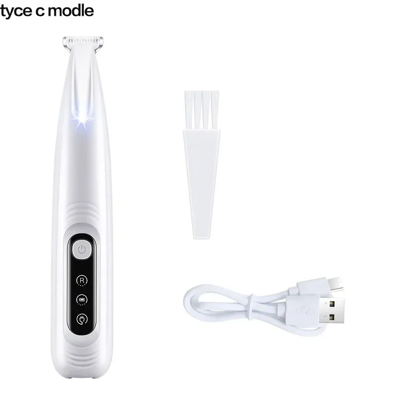 Cordless Dog Paw Trimmer with LED Light — Waterproof, 18mm Blade, LED Display