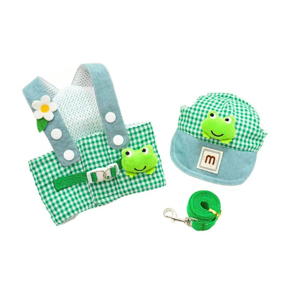 3-Piece Dog Harness, Leash & Sun Hat Set – Novelty Character Designs