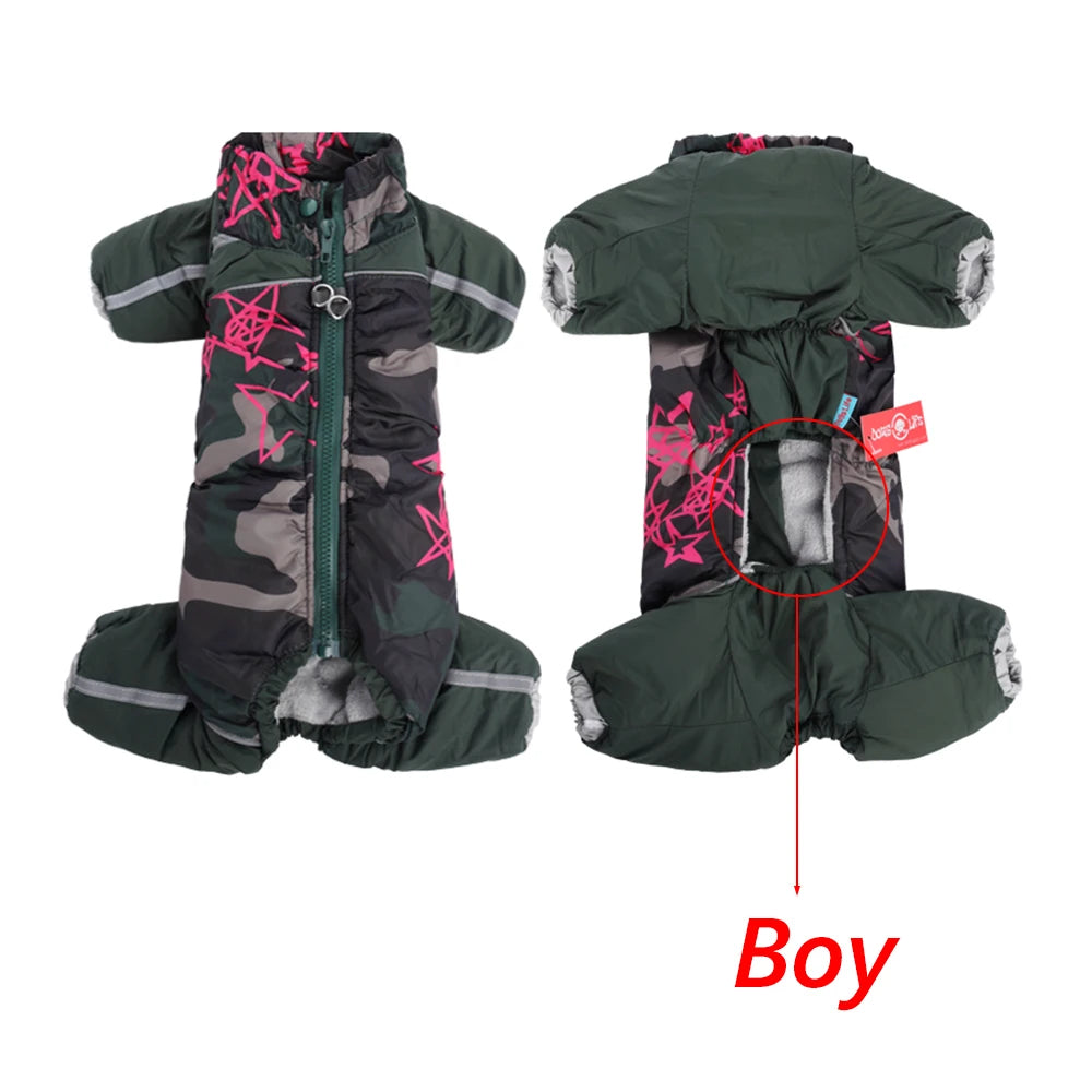 Thickened Reflective Winter Jumpsuit for Small Dogs