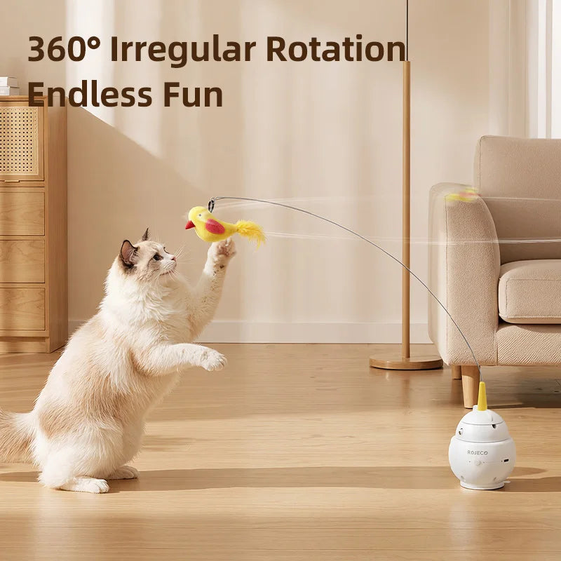 2-in-1 Automatic Laser & Feather Cat Toy — Electric Induction Indoor Kitten Teaser