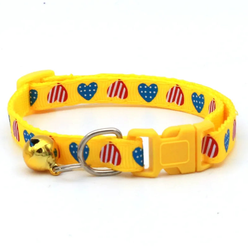 Cartoon Heart Cat Collar with Safety Bell