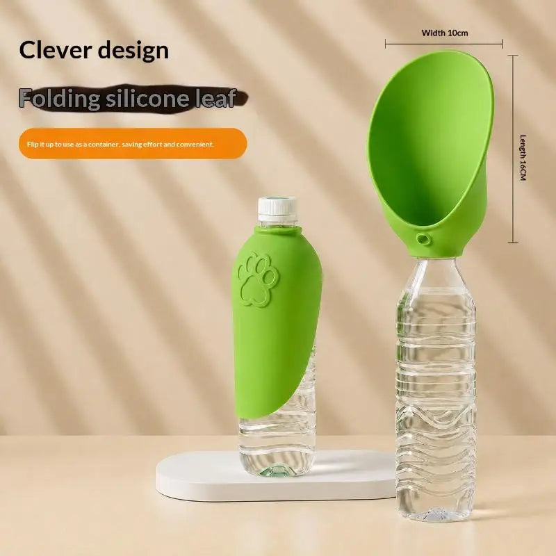 Silicone Pet Travel Water Bottle with Foldable Drinking Bowl – Leakproof, for Dogs & Cats