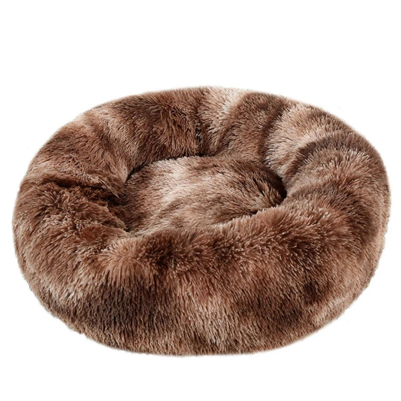 Round Plush Pet Bed — Washable Warm Basket for Dogs & Cats, 6 Sizes