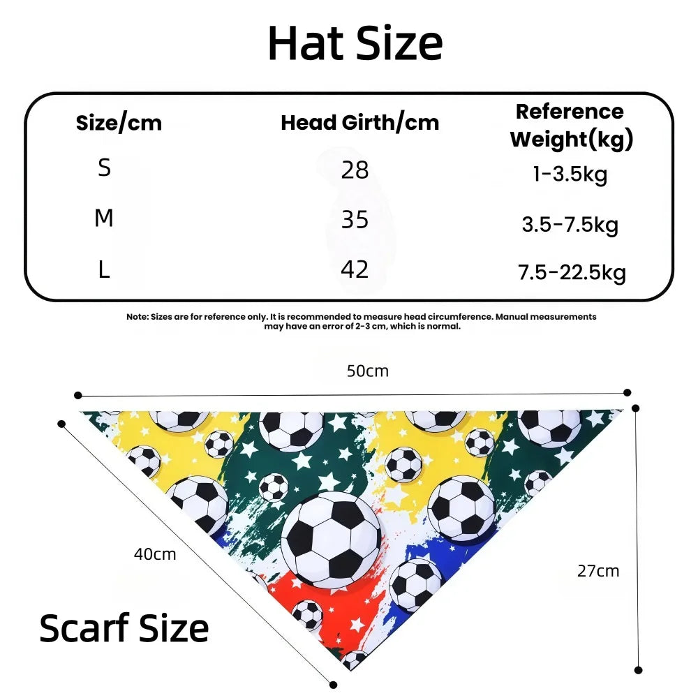 Football Fan Hat & Scarf Costume Set for Dogs & Cats