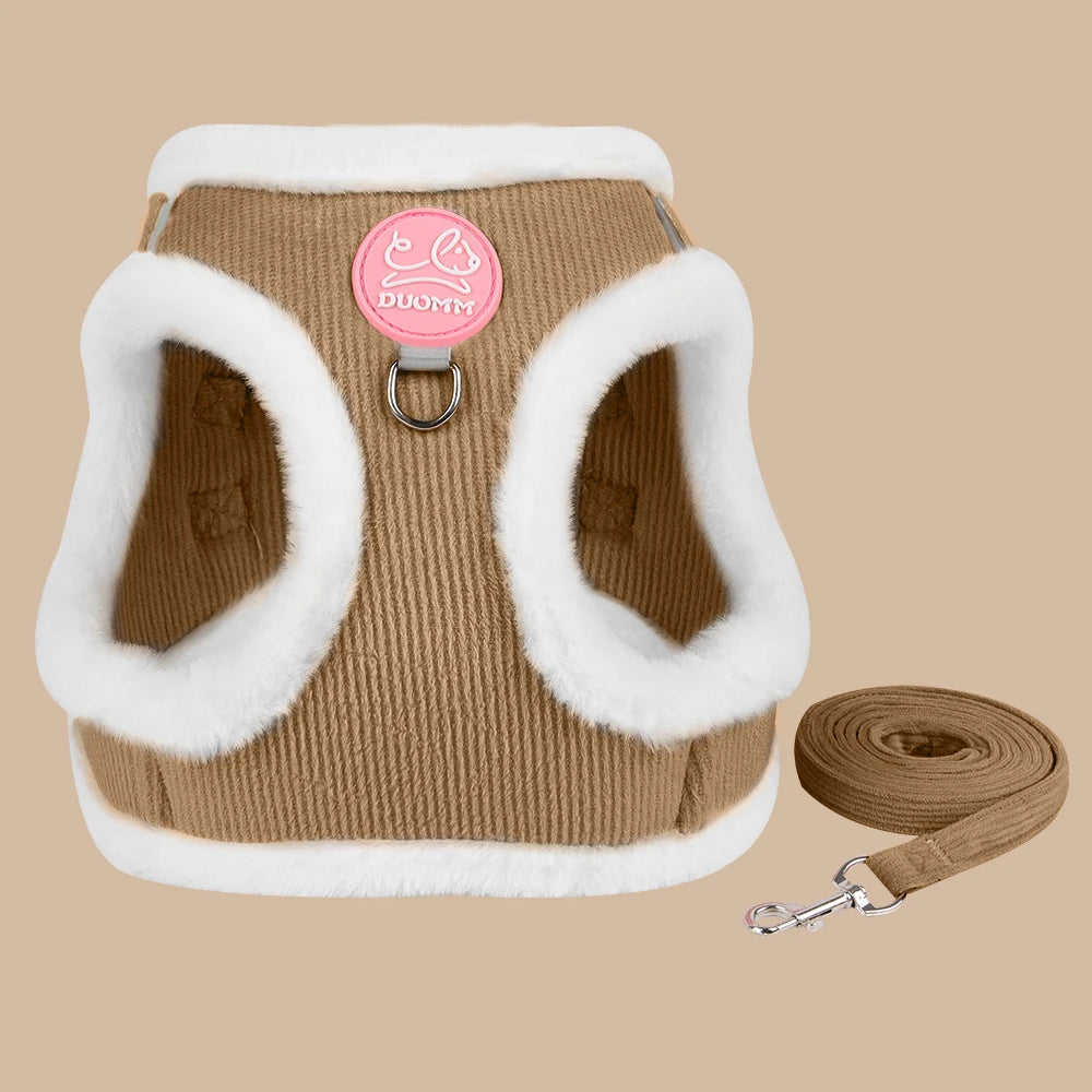 Rabbit Fur Harness & Leash Set for Cats & Small Dogs
