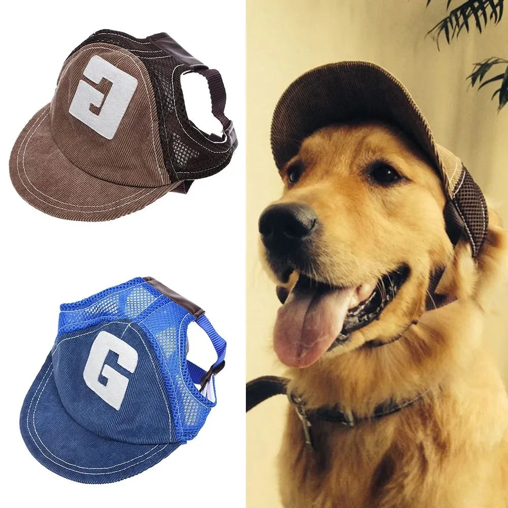 Casquette de baseball en velours côtelé avec trous pour les oreilles | Chapeau de sport d'extérieur réglable pour l'été pour petits et grands chiens
