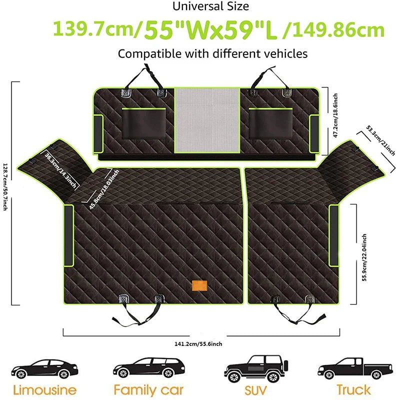 Housse de siège de voiture hamac pour chien 6-en-1 améliorée et imperméable avec fenêtre en maille