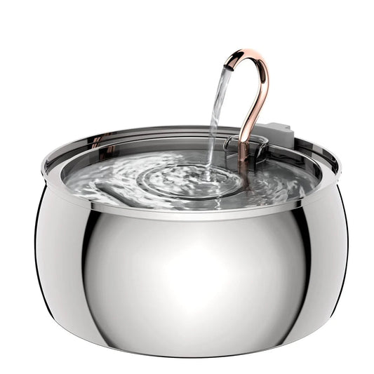 4L Stainless Steel Pet Water Fountain with Window - Silent Automatic Water Dispenser for Cats & Dogs