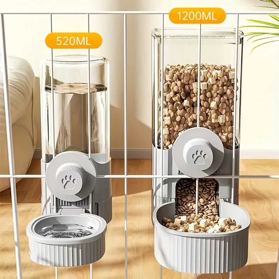 Distributeur automatique de nourriture et d'eau pour animaux de compagnie - Distributeur suspendu par gravité avec gamelle