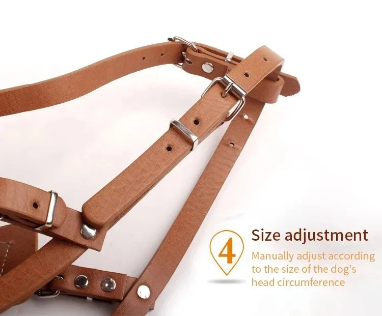 Adjustable Leather Dog Muzzle – Anti-Bite & Breathable