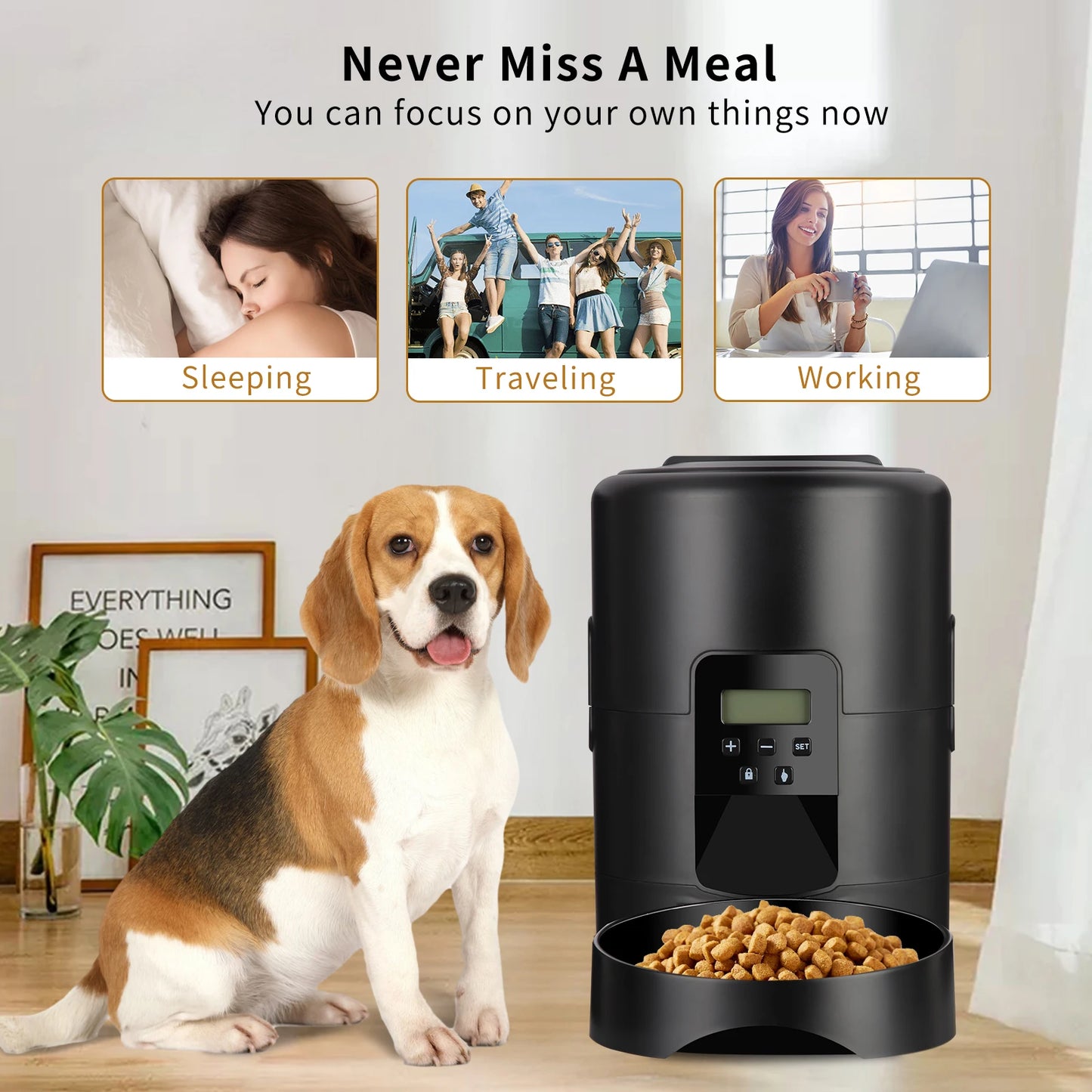 Cat Automatic Feeder 2L Cat Food Dispenser Smart Programmable Pet Feeder Recordable Dog Automatic Feede