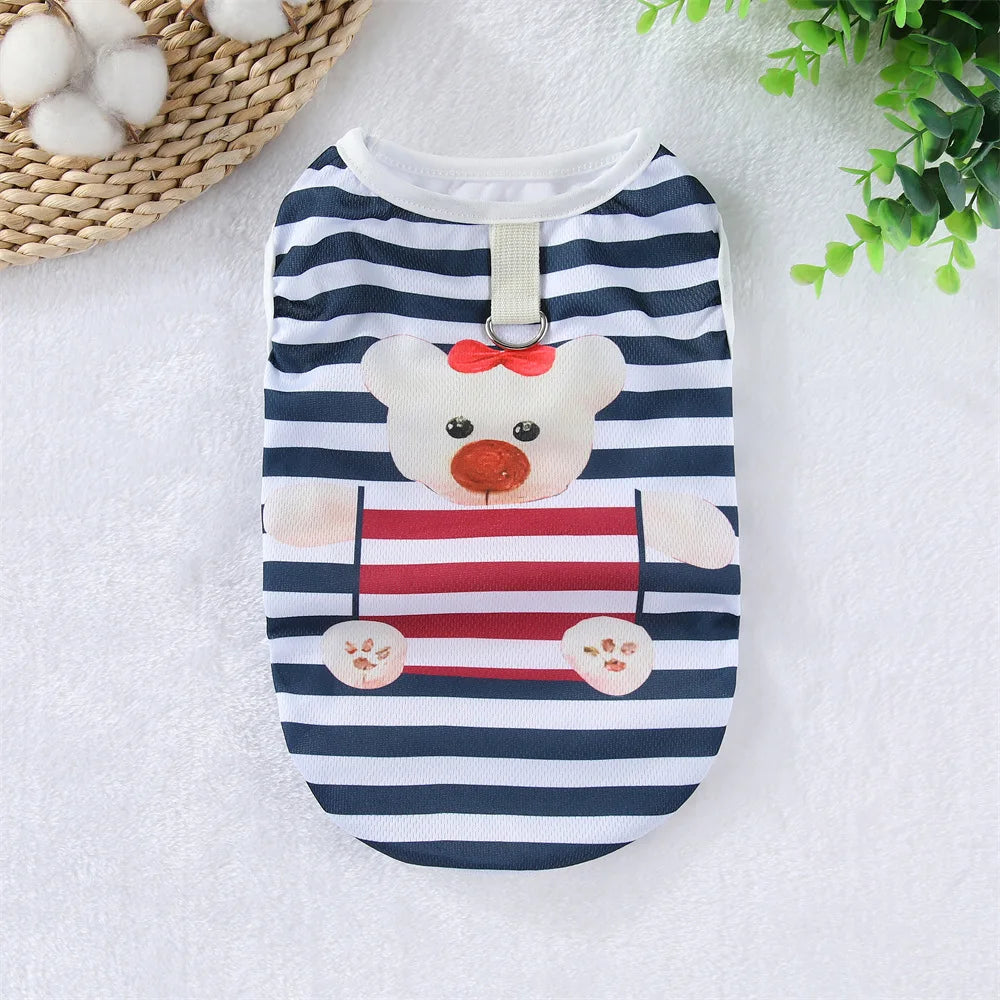 Striped Summer Cooling Vest Shirt for Dogs | Casual Breathable Top for Small to Large Breeds