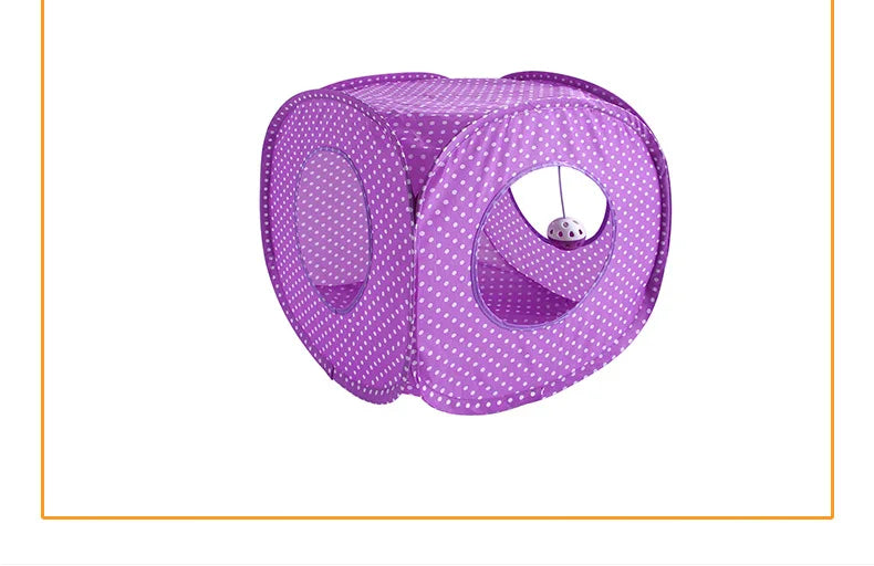 Foldable Cat Play Tunnel Tent - Interactive Toy with Balls & Mouse