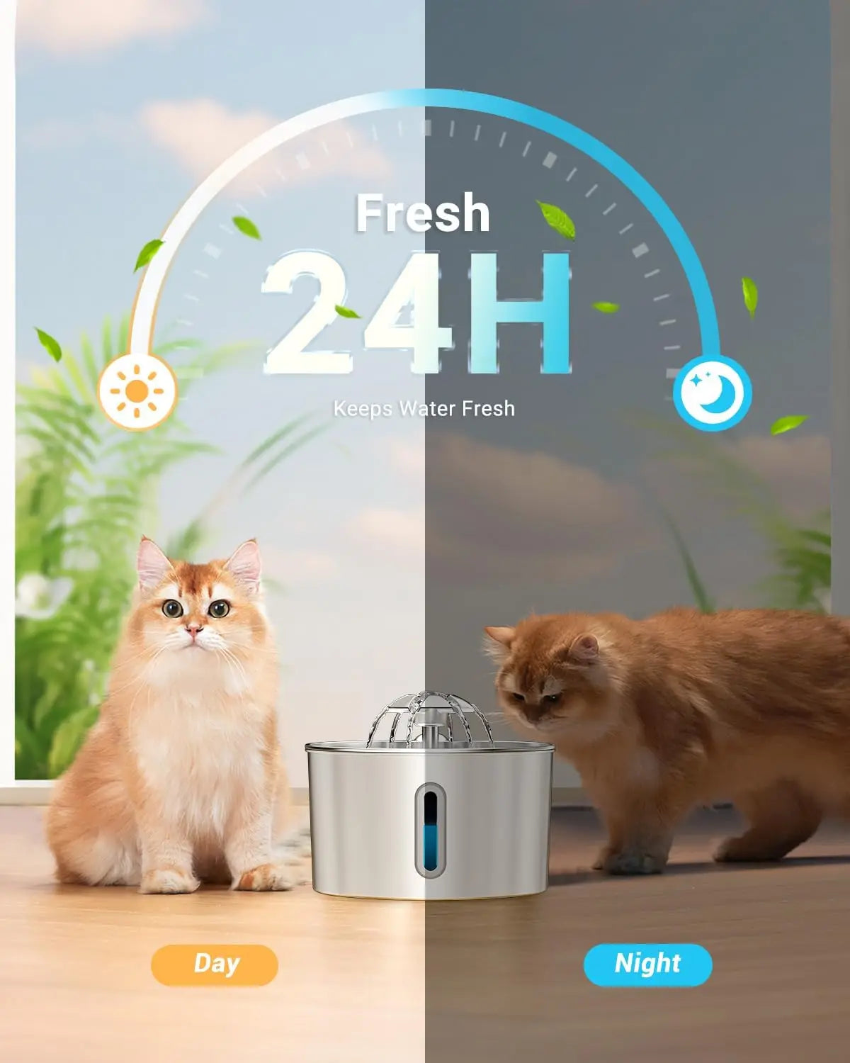 Distributeur d'eau pour animaux de compagnie en acier inoxydable de 2,2 L avec double mode de sortie et conception de sortie de fleur pour que les animaux apprécient davantage de boire de l'eau