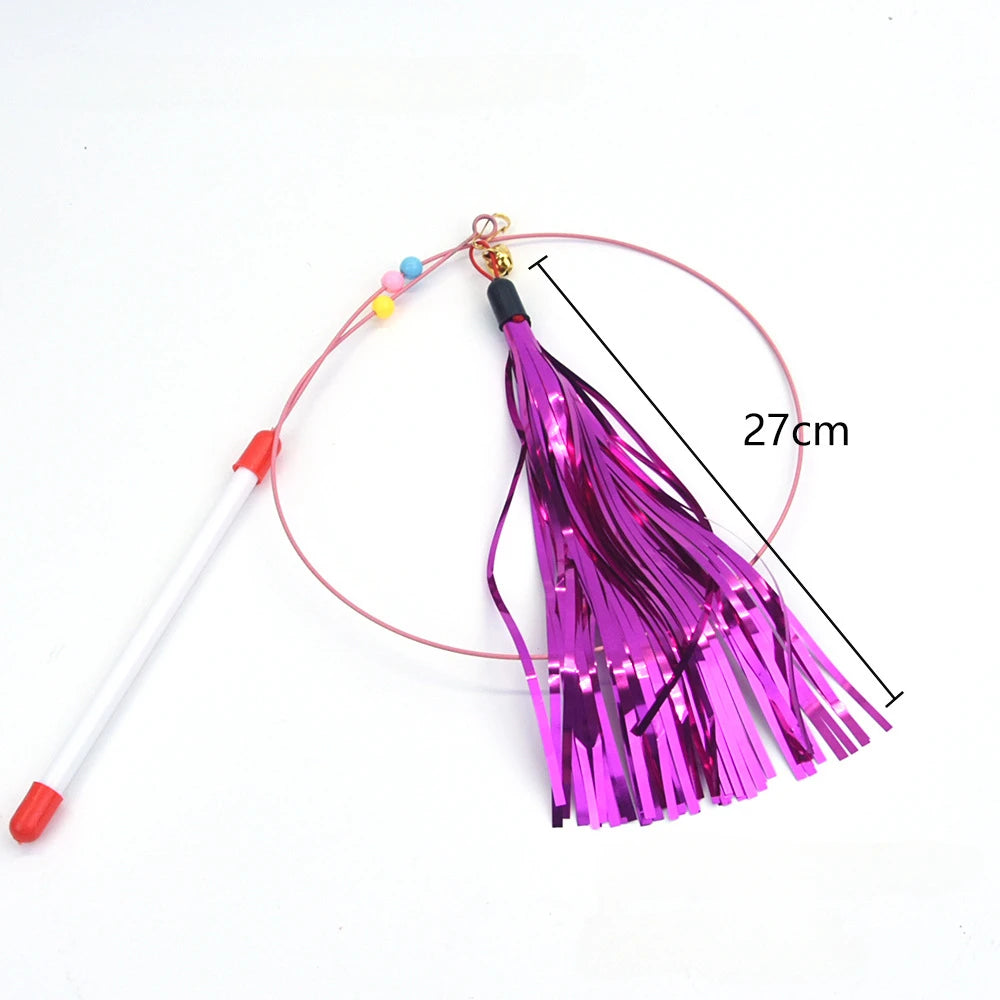 Interactive Feather Wand Cat Toy - Wire Teaser Stick for Kittens