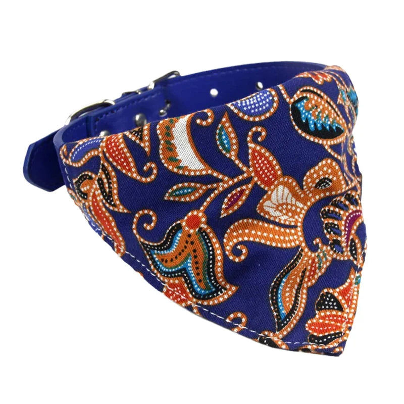 Printed PU Dog Collar with Bow Tie & Bandana Set — XS to L+