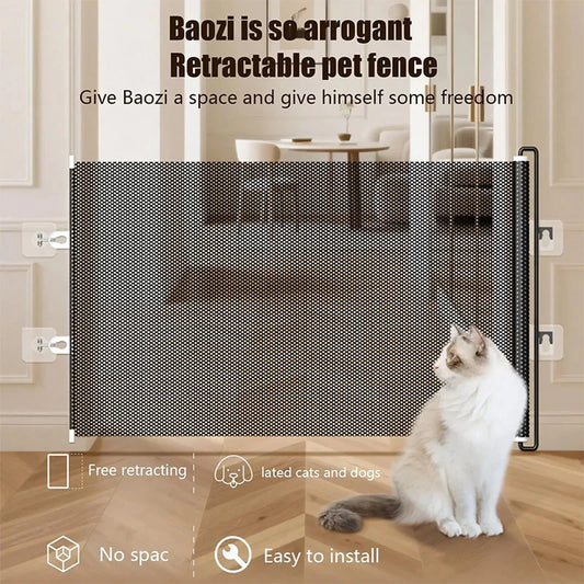 Retractable No-Drill Pet Barrier for Doorways, Stairs & Corridors