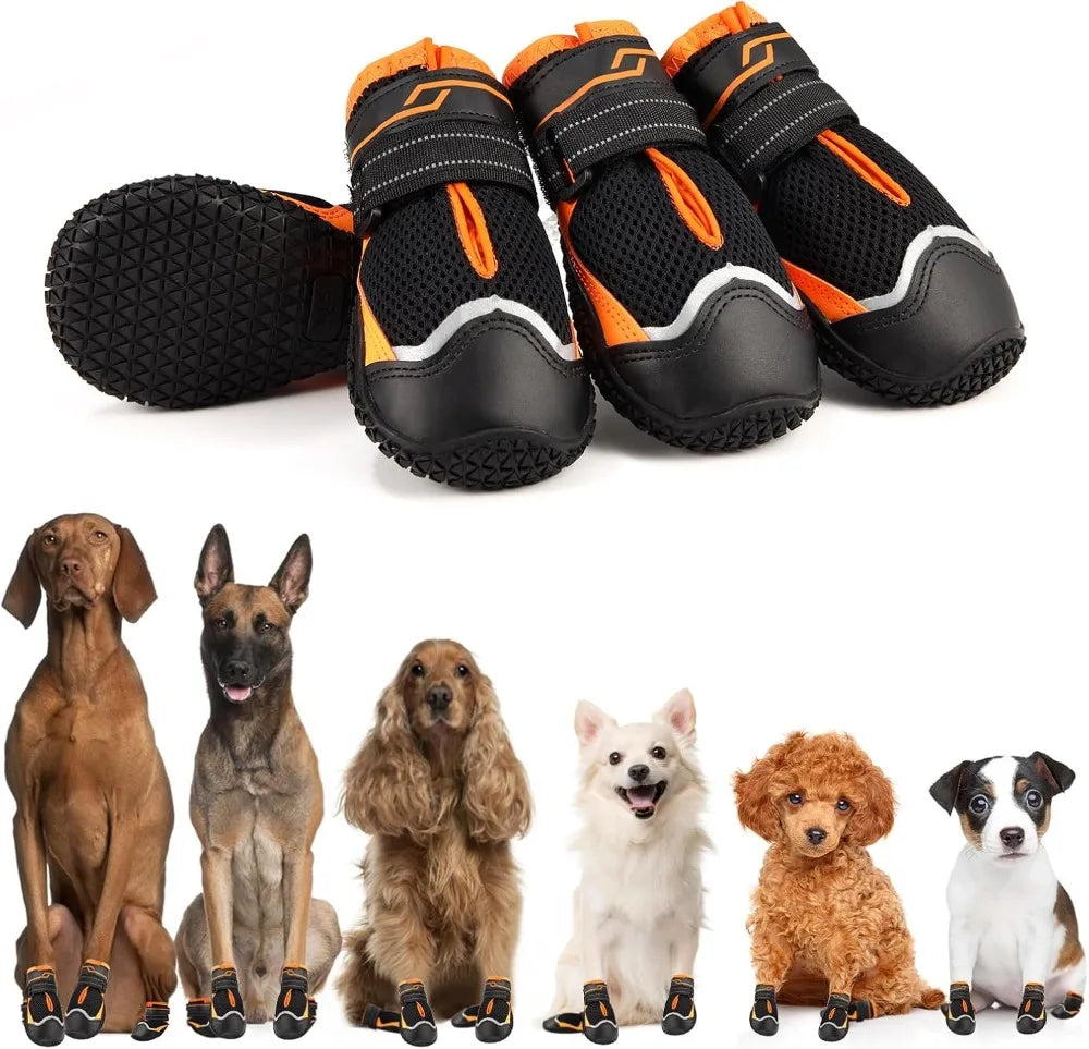 Breathable High-Cut Dog Boots for Hot Pavement & Summer Hiking | Set of 4