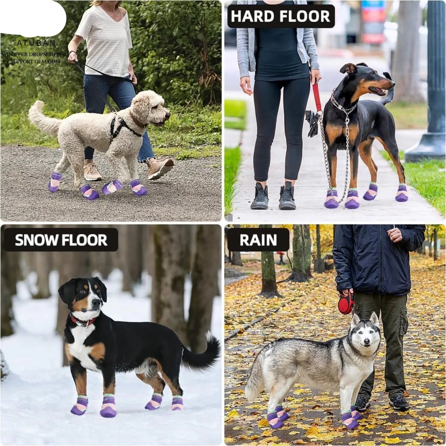 Anti-Slip Dog Boots & Paw Protectors | Set of 4