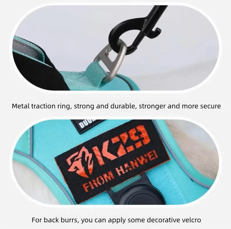 Tactical No-Pull Dog Harness with AirTag Holder – Reflective Vest for Medium & Large Dogs