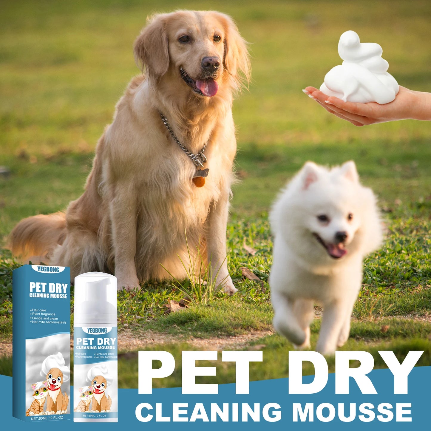 Waterless Pet Shampoo Foam Mousse — No Rinse Odour Control for Cats & Dogs
