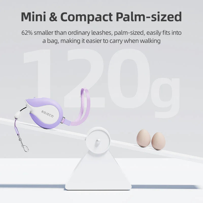 3M Mini Retractable Dog Leash — Compact Extendable Lead for Walking & Travel