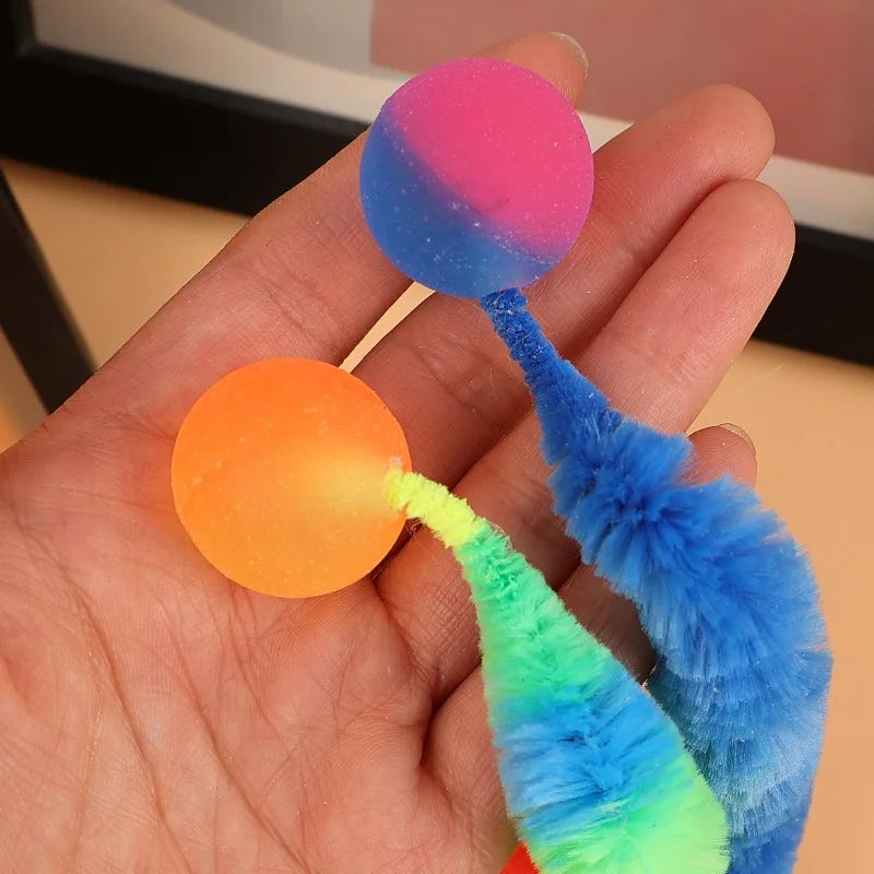 Interactive Glow & Bounce Cat Toy Set – Caterpillar, Balls & Teaser