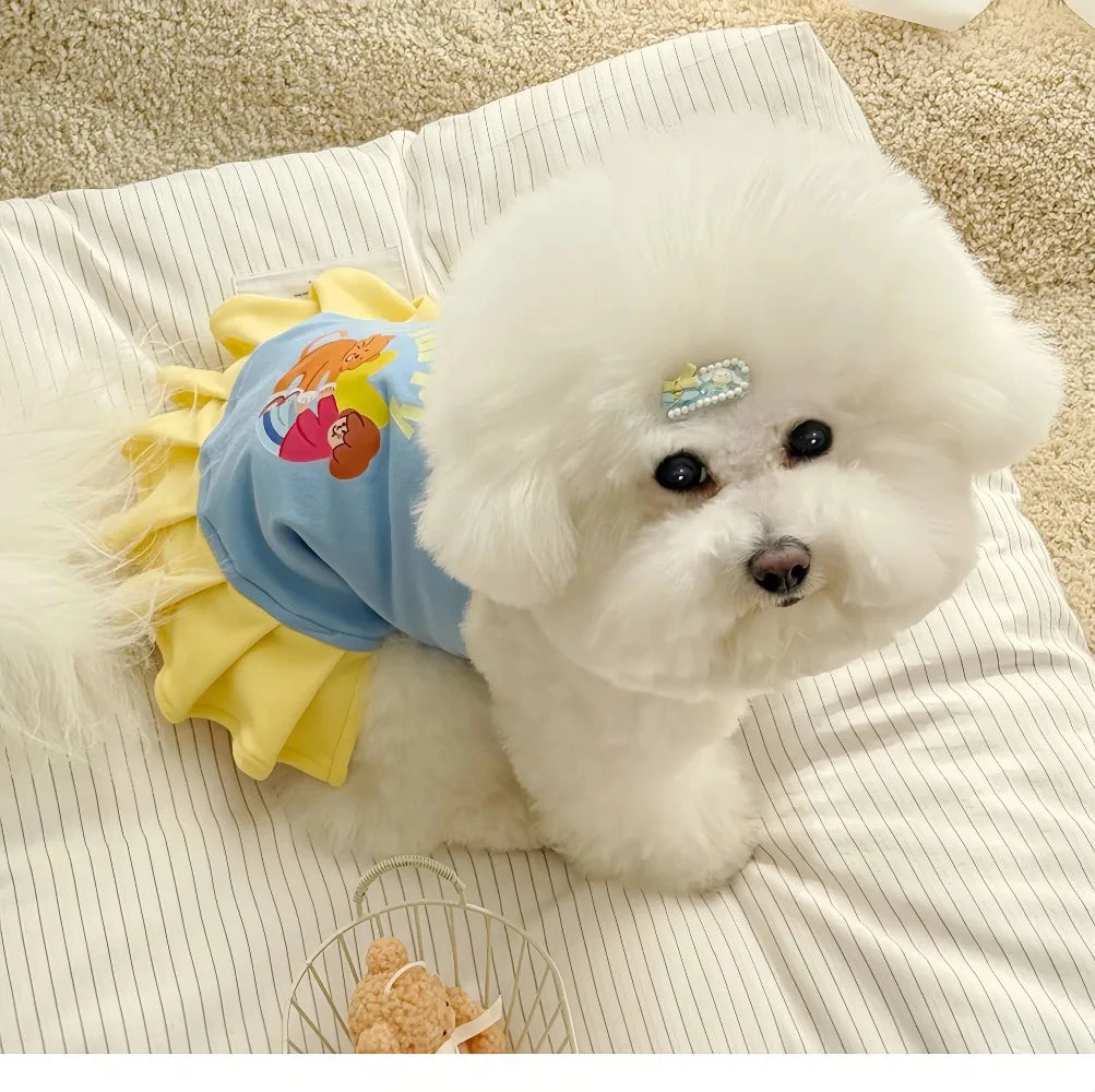 Robe et gilet rafraîchissants 2 en 1 pour petits chiens et chats | Jupe d'été respirante "Princesse" pour Chihuahuas et chiots