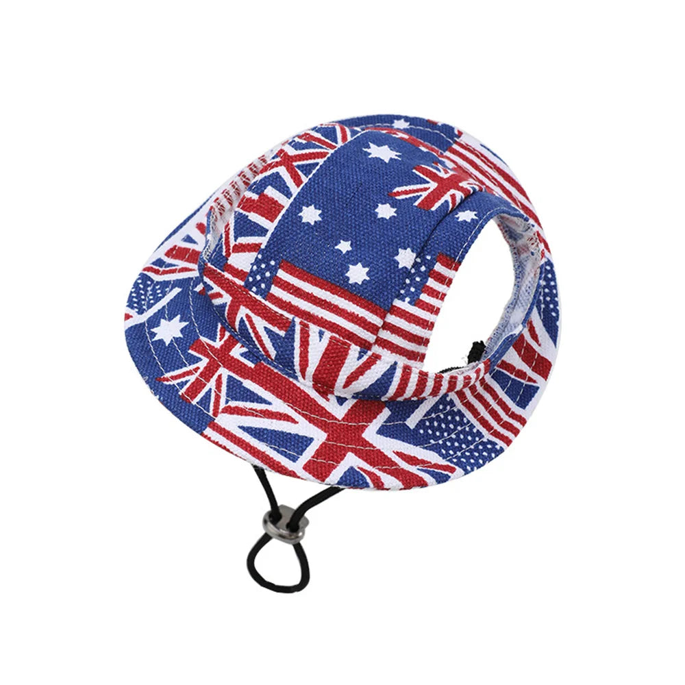 Striped Canvas Pet Sun Hat for Cats & Small Dogs