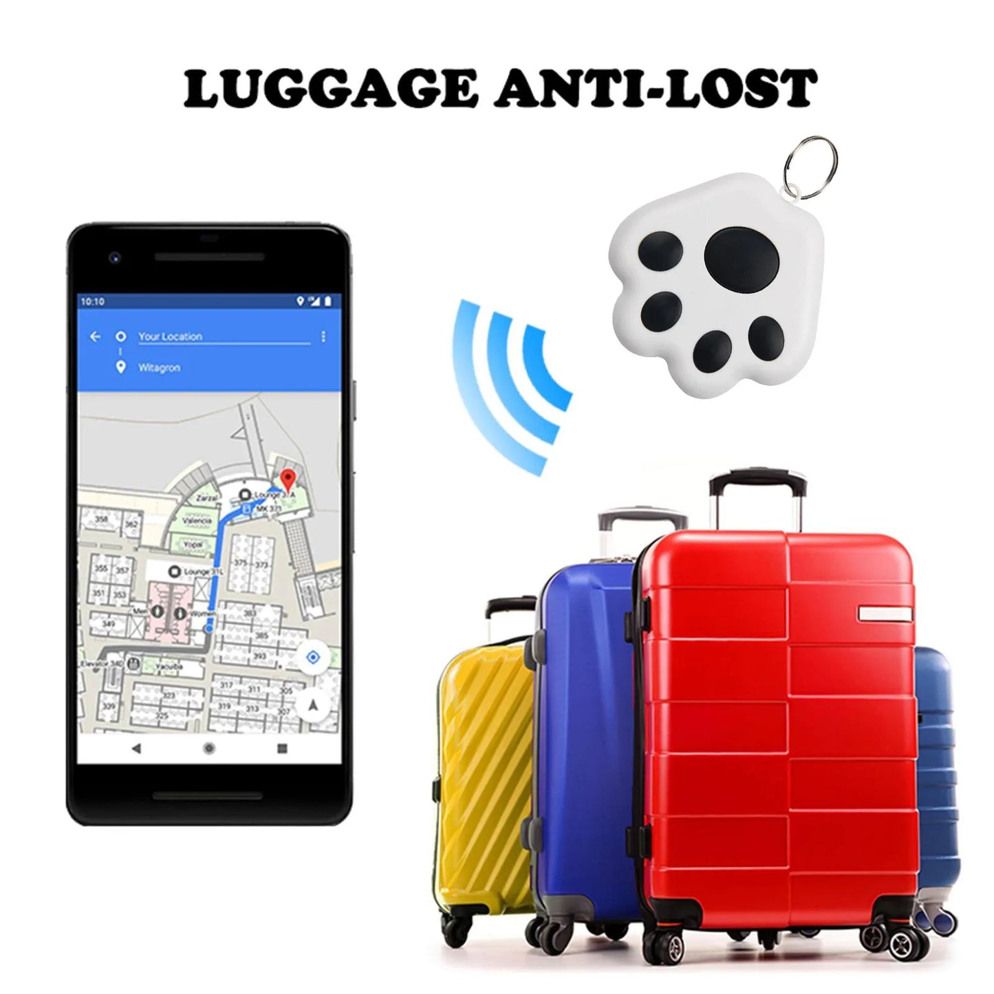 Dog Paw Bluetooth Tracker — Anti-Lost Tag for Pets, Keys & Bags