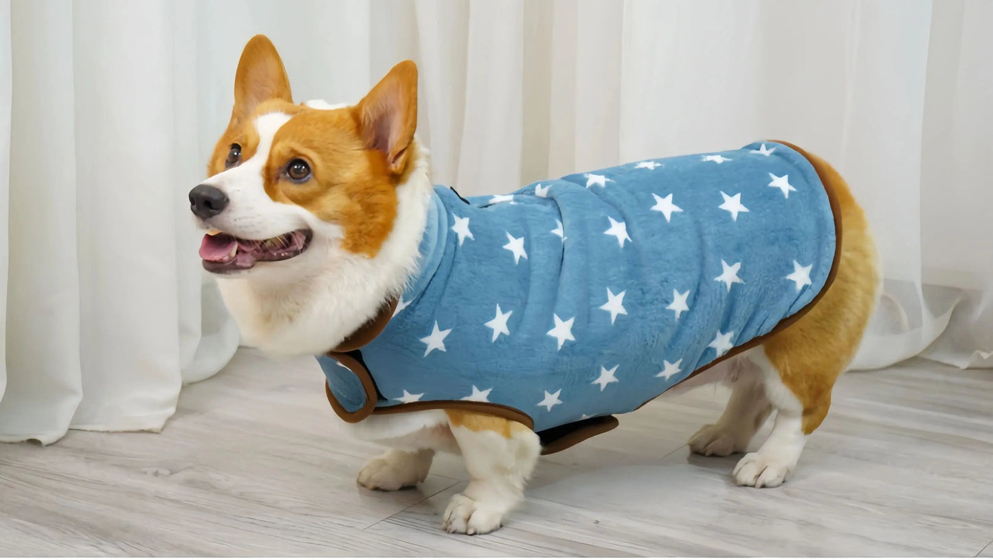Manteau polaire à capuche pour chien avec trou pour laisse | Veste d'hiver chaude et ajustable pour chiens de petite à grande taille