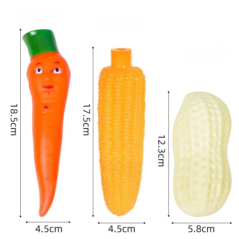 Squeaky Vegetable Dog Toy Set - Teeth Cleaning