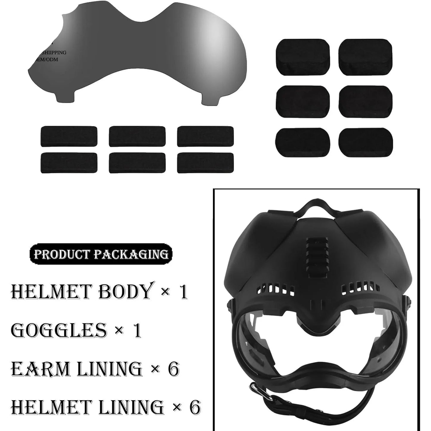 K9 Tactical Dog Helmet with Dual Goggles — Windproof Polyester Shell for Working Dogs