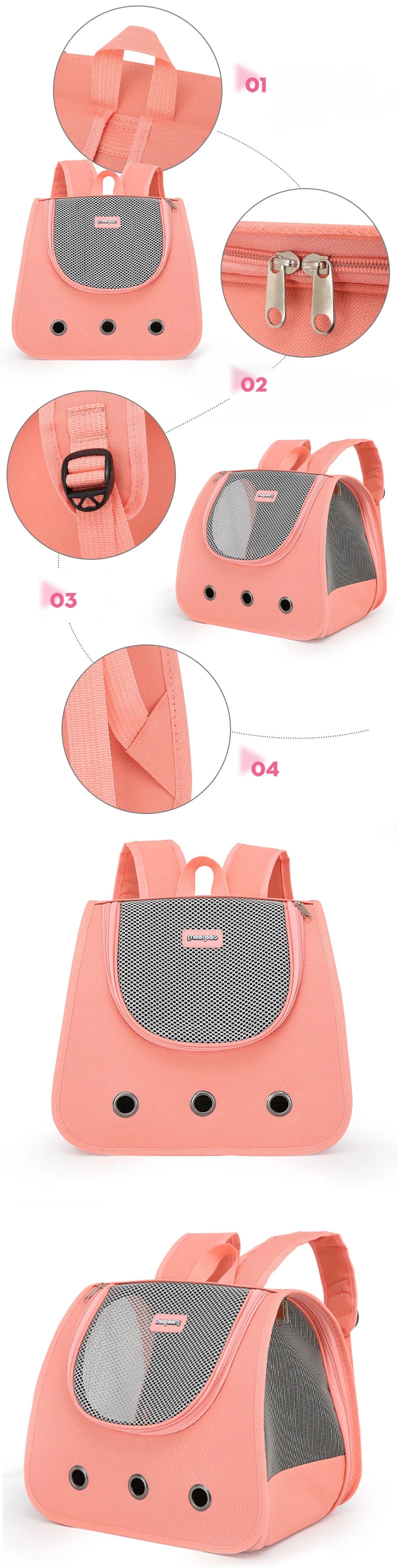 Foldable Pet Travel Backpack - Breathable Carrier for Cats & Small Dogs