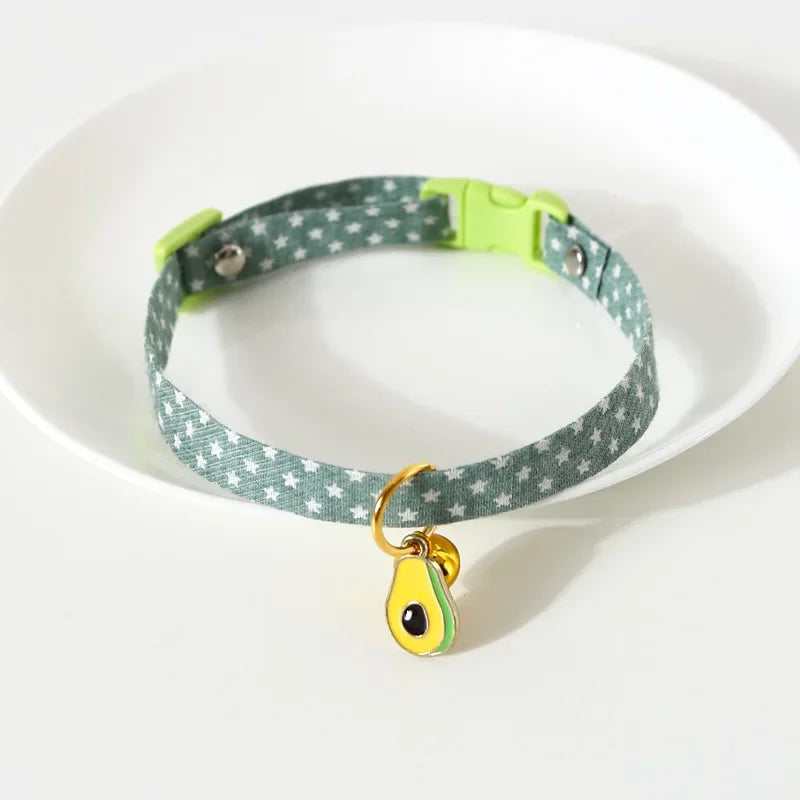 Fruity Avocado Pendant Collar with Bell for Small Dogs and Cats