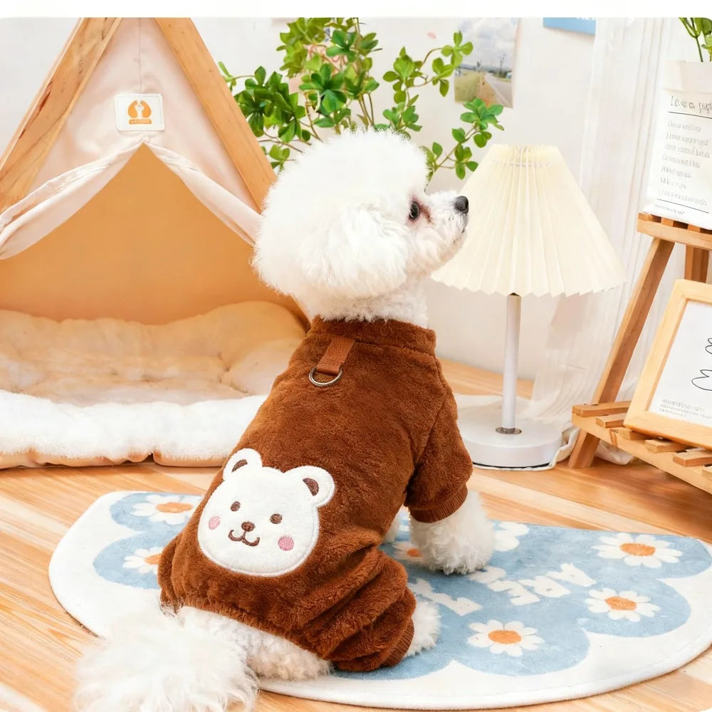 Combinaison polaire douce avec anneau de laisse pour chiens et chats de petite, moyenne et grande taille