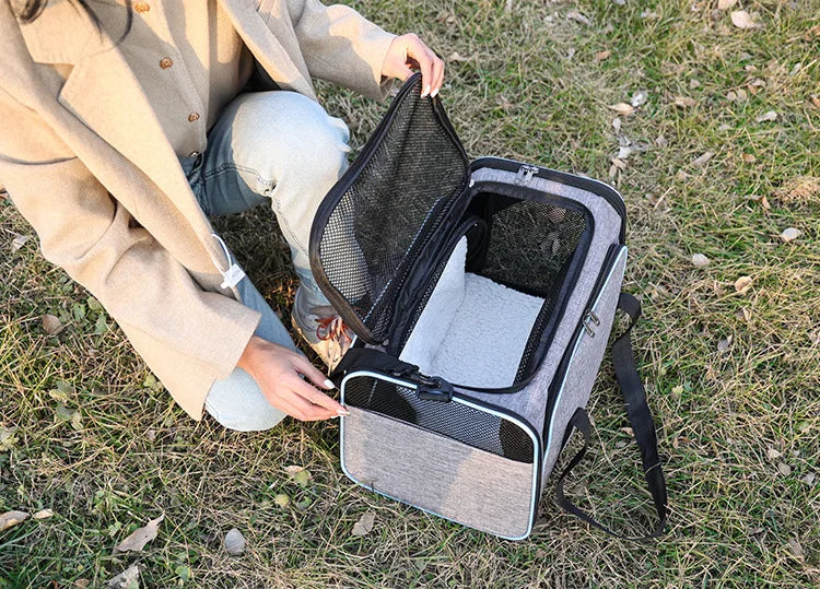 Foldable Expandable Pet Carrier Bag | Breathable Mesh Handheld Bag for Cats & Small Dogs