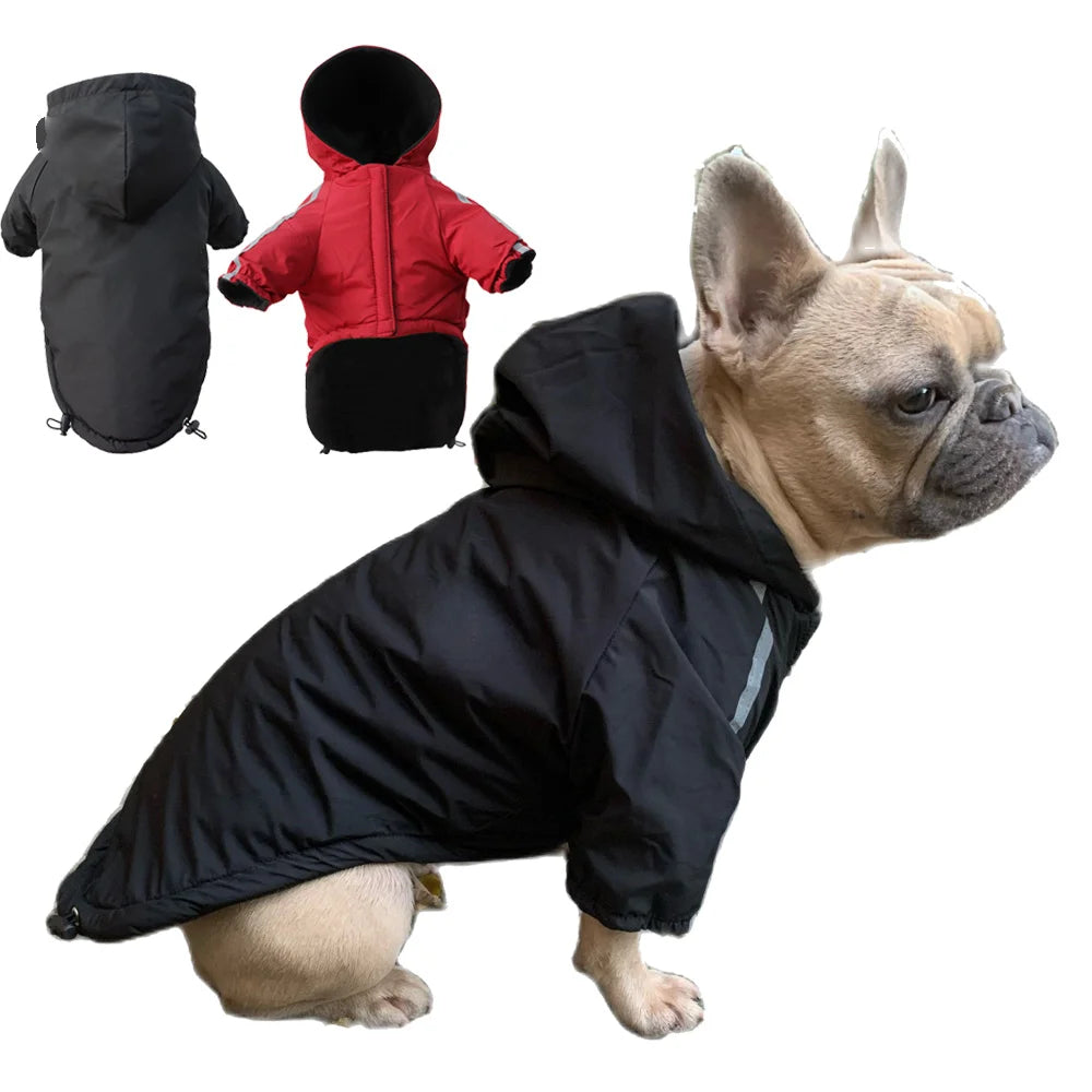 Imperméable pour chien à capuche avec liseré réfléchissant