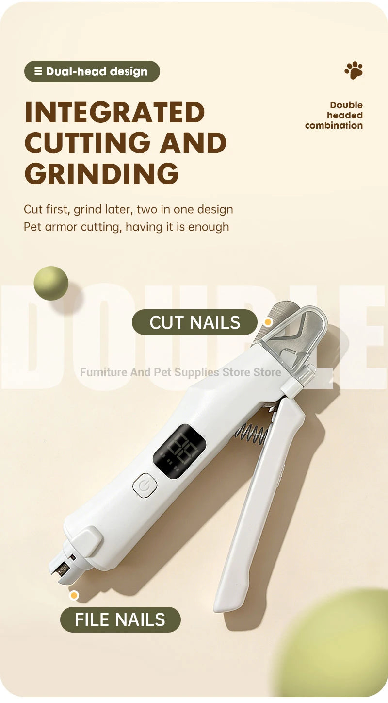 2-in-1 Electric Pet Nail Clipper & Grinder with LED